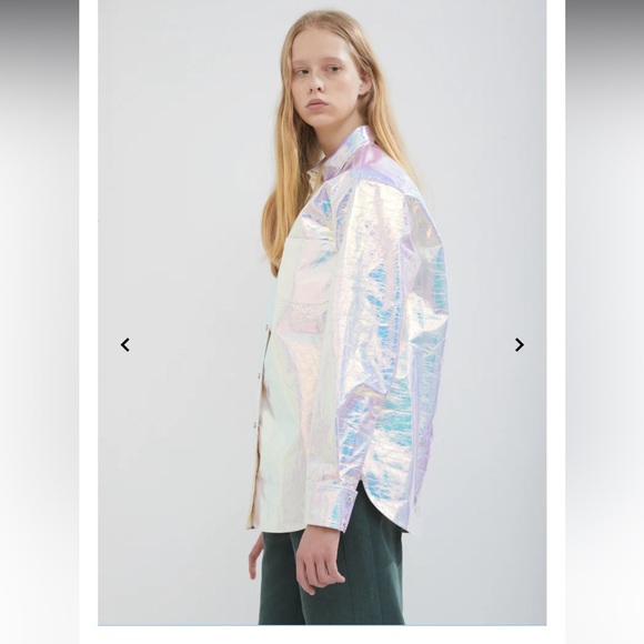Sies Marjan Holographic Iridescent Silver Shirt Jacket - Picture 3 of 16